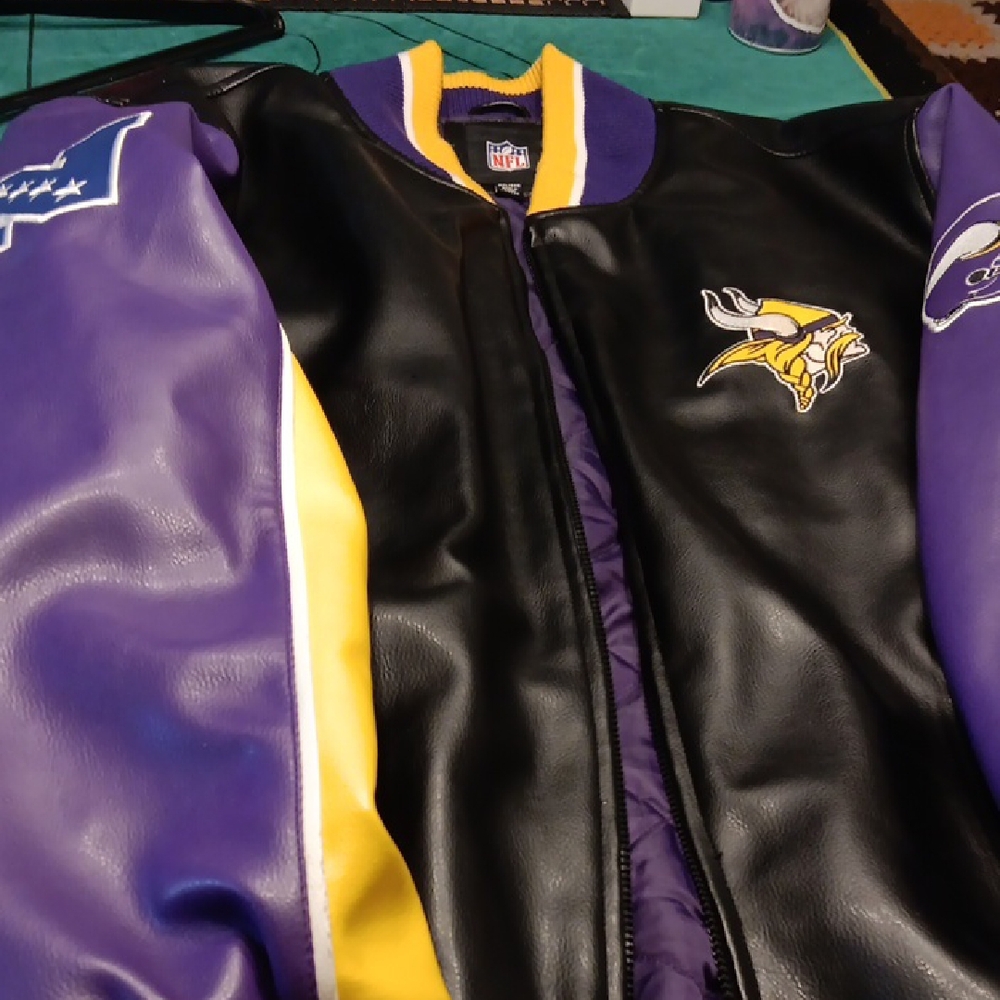 NFL Black and Purple Varsity Jacket with Yellow Accents